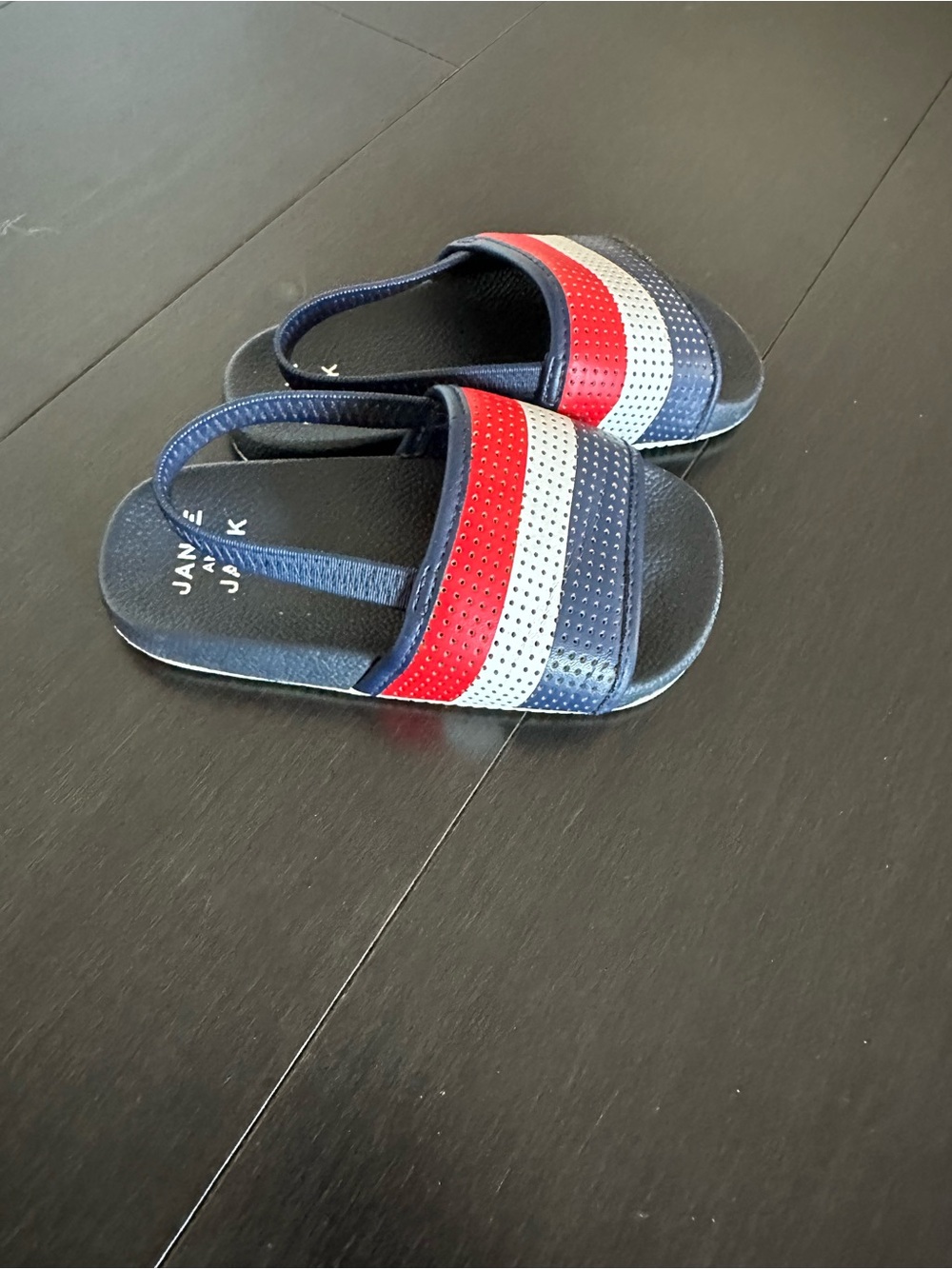 Janie and Jack pool slides navy striped